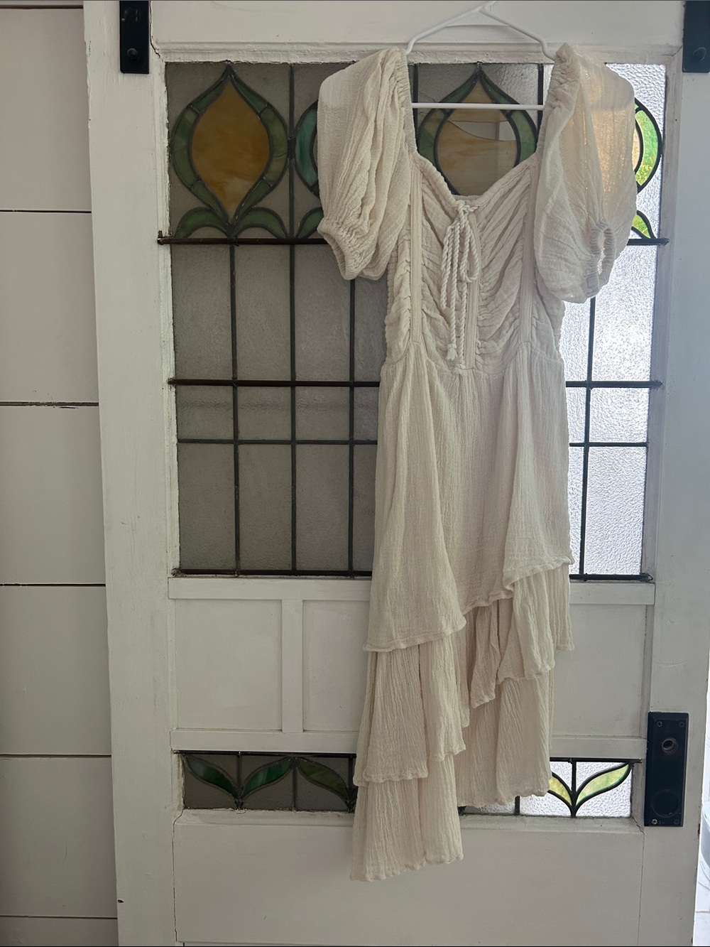 Jen’s Pirate Booty Bohemian Ruffled Midi Dress in Cream